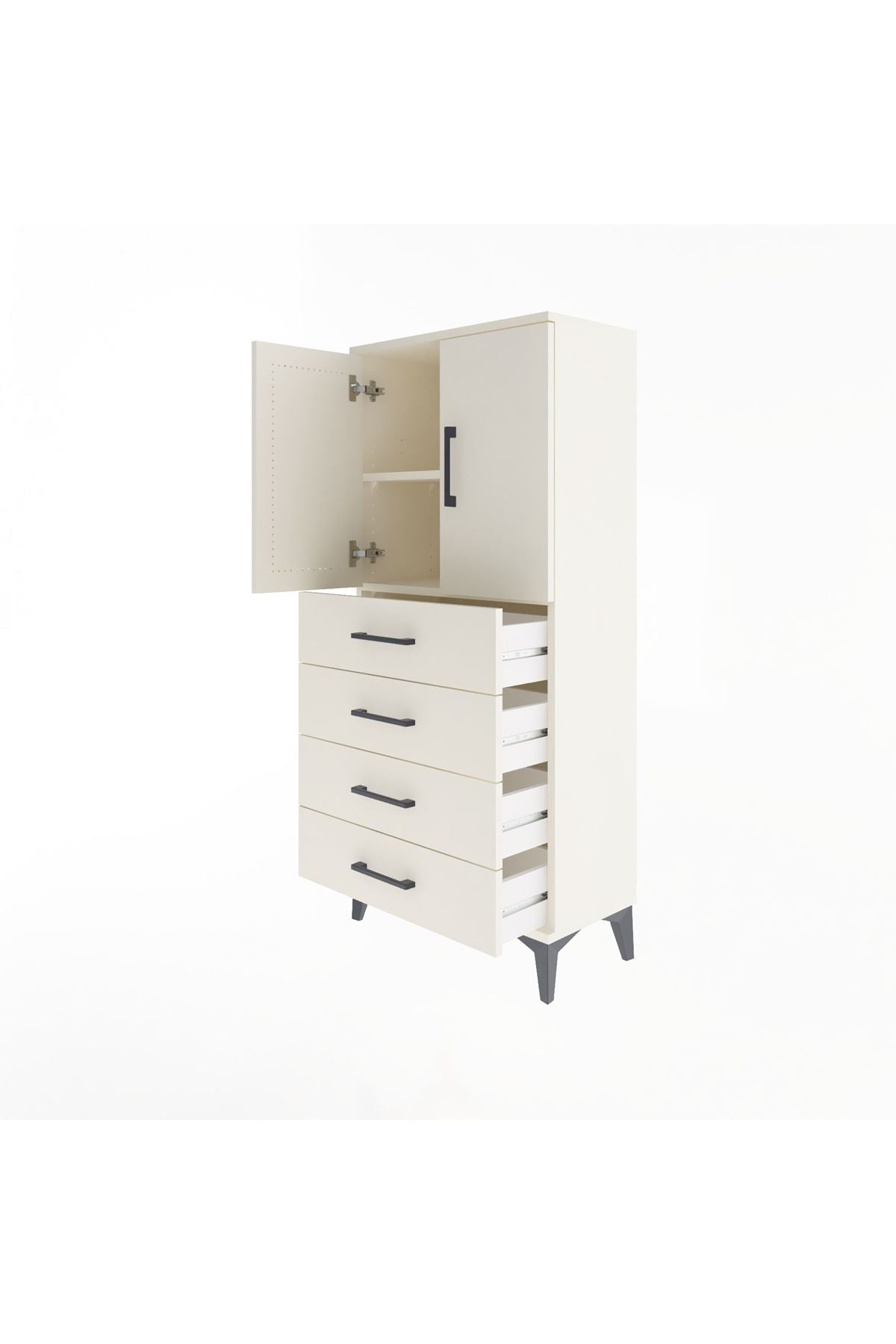 Arges Dolap 2 Raflı 4 Çekmeceli 2 Kapaklı 60x30x134 - S17M119V1A