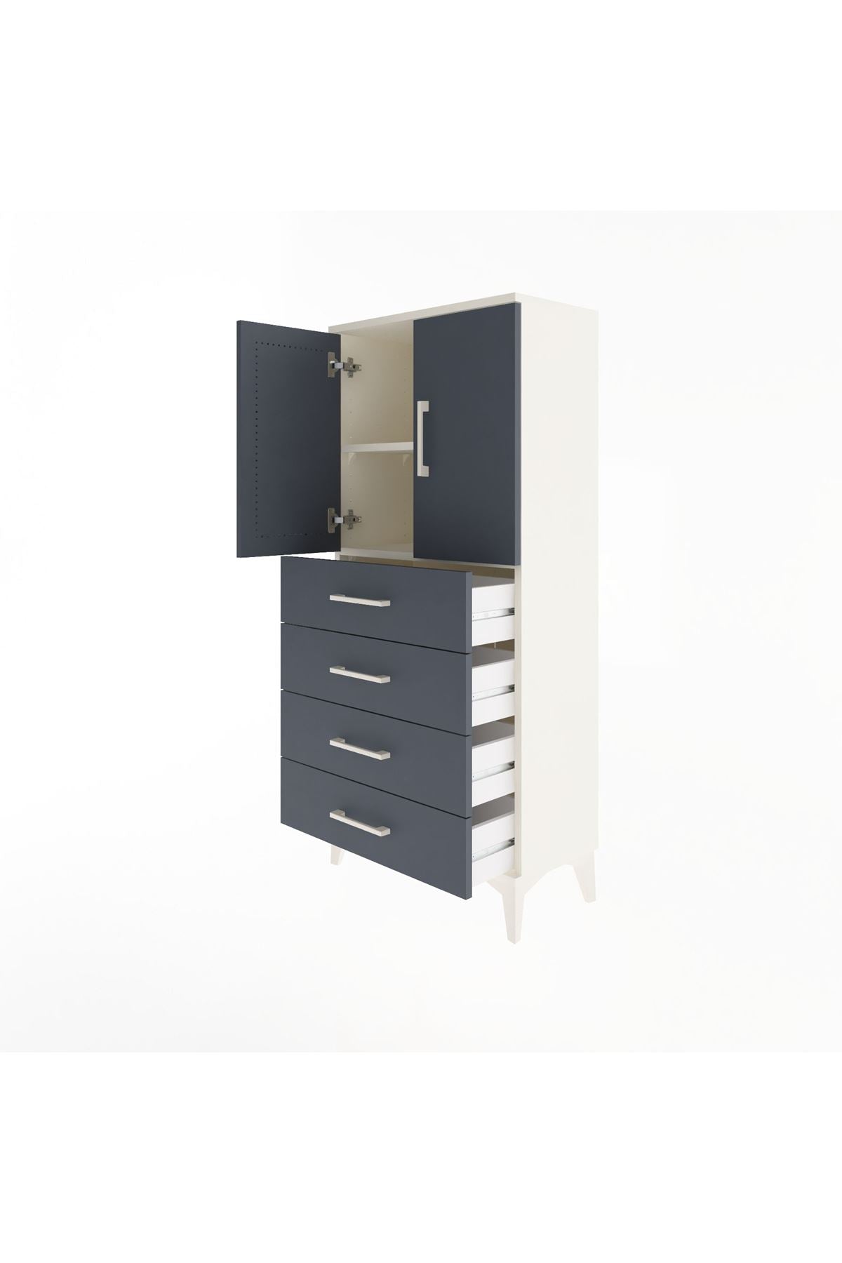 Arges Dolap 2 Raflı 4 Çekmeceli 2 Kapaklı 60x30x134 - S17M119V2A