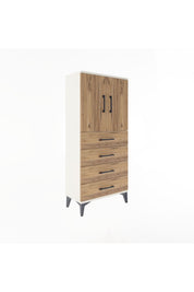 Arges Dolap 2 Raflı 4 Çekmeceli 2 Kapaklı 60x30x134 - S17M119V3A