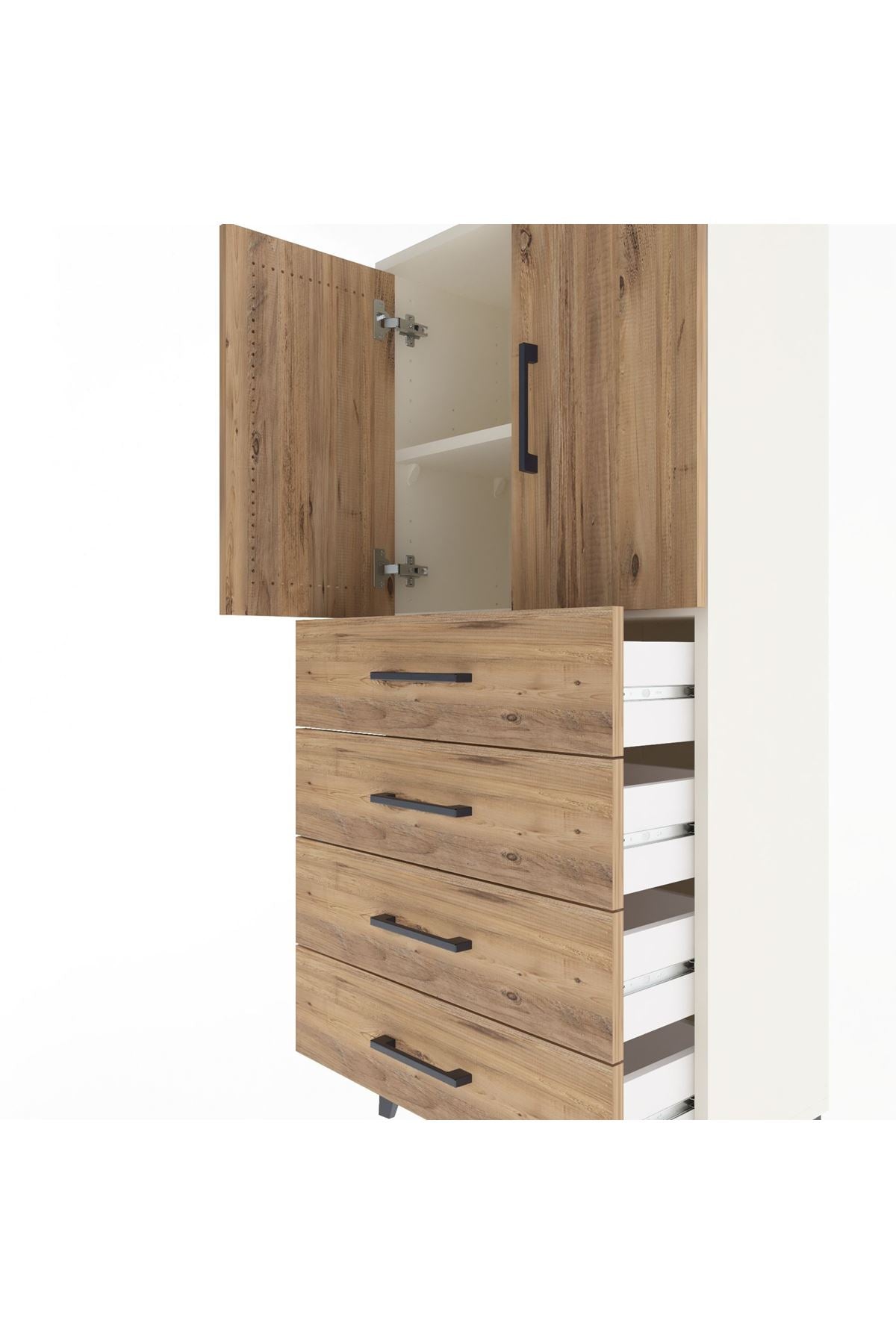 Arges Dolap 2 Raflı 4 Çekmeceli 2 Kapaklı 60x30x134 - S17M119V3A