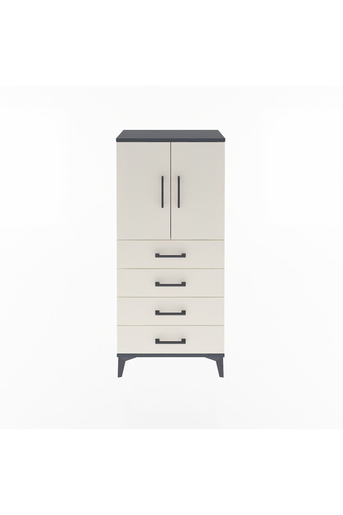 Arges Dolap 2 Raflı 4 Çekmeceli 2 Kapaklı 60x30x134 - S17M119V4A