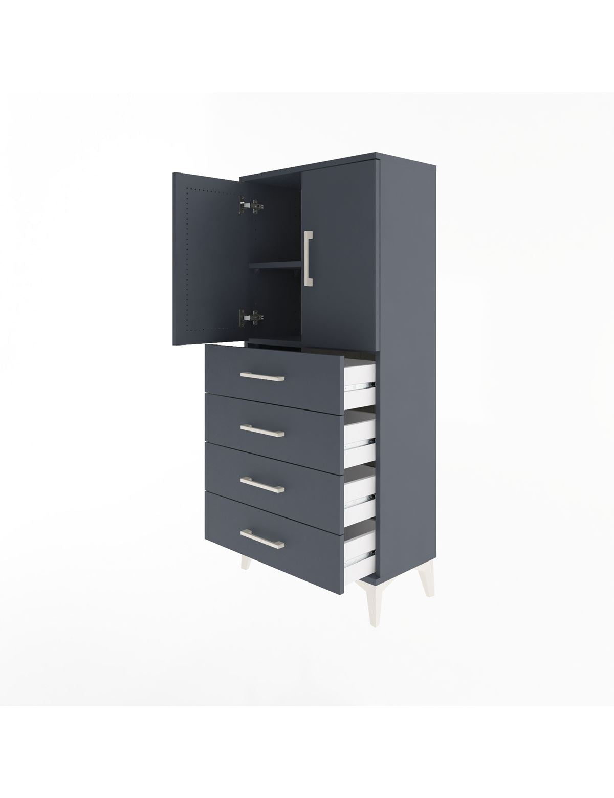 Arges Dolap 2 Raflı 4 Çekmeceli 2 Kapaklı 60x30x134 - S17M119V5A