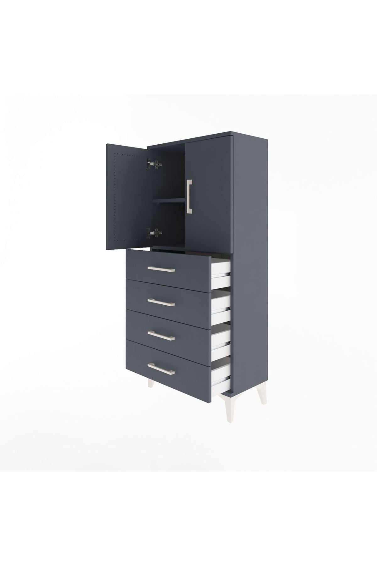 Arges Dolap 2 Raflı 4 Çekmeceli 2 Kapaklı 60x30x134 - S17M119V5A