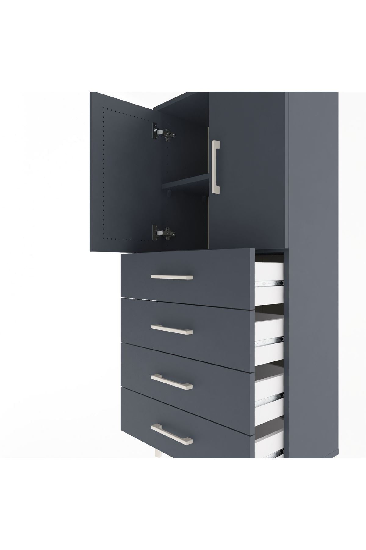 Arges Dolap 2 Raflı 4 Çekmeceli 2 Kapaklı 60x30x134 - S17M119V5A