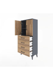 Arges Dolap 2 Raflı 4 Çekmeceli 2 Kapaklı 60x30x134 - S17M119V6A