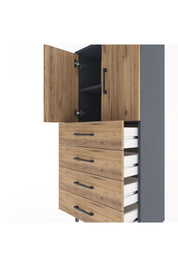 Arges Dolap 2 Raflı 4 Çekmeceli 2 Kapaklı 60x30x134 - S17M119V6A