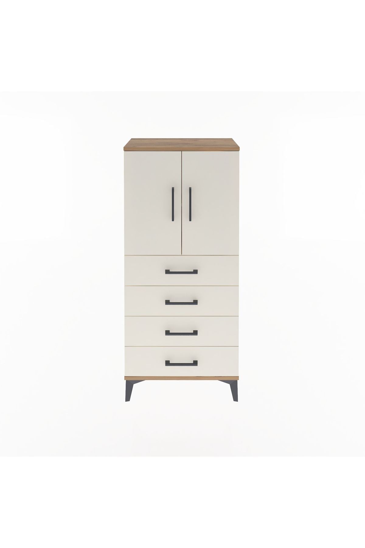 Arges Dolap 2 Raflı 4 Çekmeceli 2 Kapaklı 60x30x134 - S17M119V7A