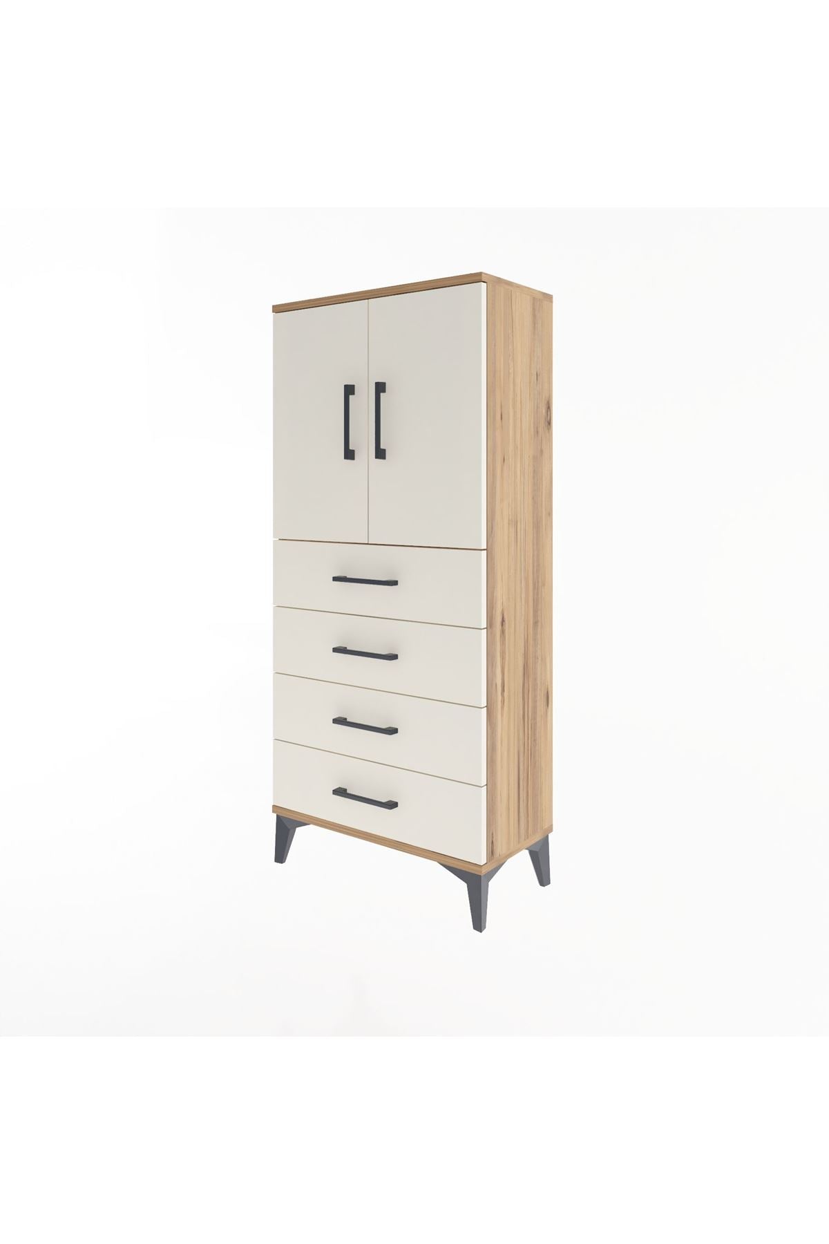 Arges Dolap 2 Raflı 4 Çekmeceli 2 Kapaklı 60x30x134 - S17M119V7A