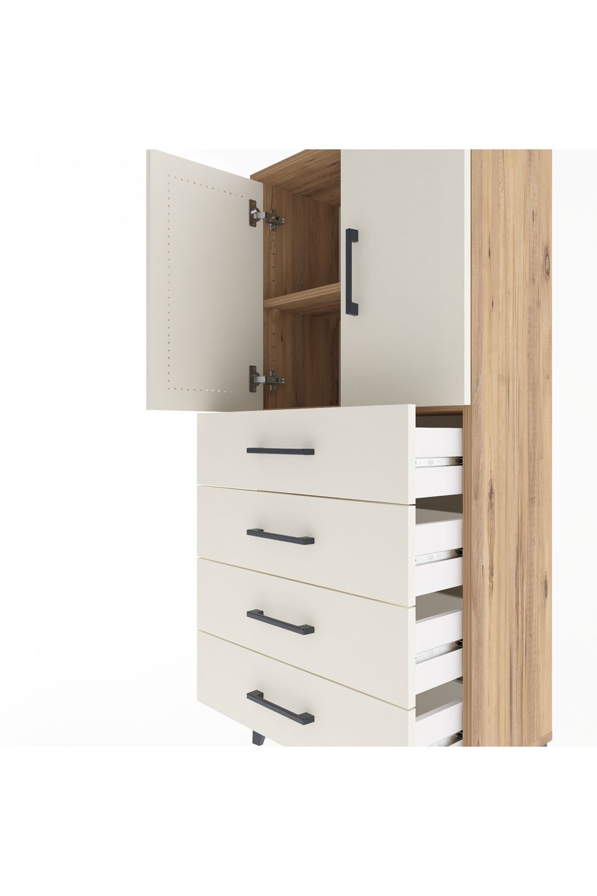 Arges Dolap 2 Raflı 4 Çekmeceli 2 Kapaklı 60x30x134 - S17M119V7A