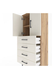 Arges Dolap 2 Raflı 4 Çekmeceli 2 Kapaklı 60x30x134 - S17M119V7A