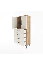 Arges Dolap 2 Raflı 4 Çekmeceli 2 Kapaklı 60x30x134 - S17M119V7A