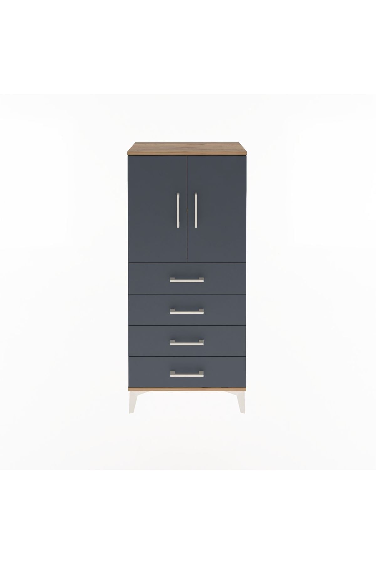 Arges Dolap 2 Raflı 4 Çekmeceli 2 Kapaklı 60x30x134 - S17M119V8A