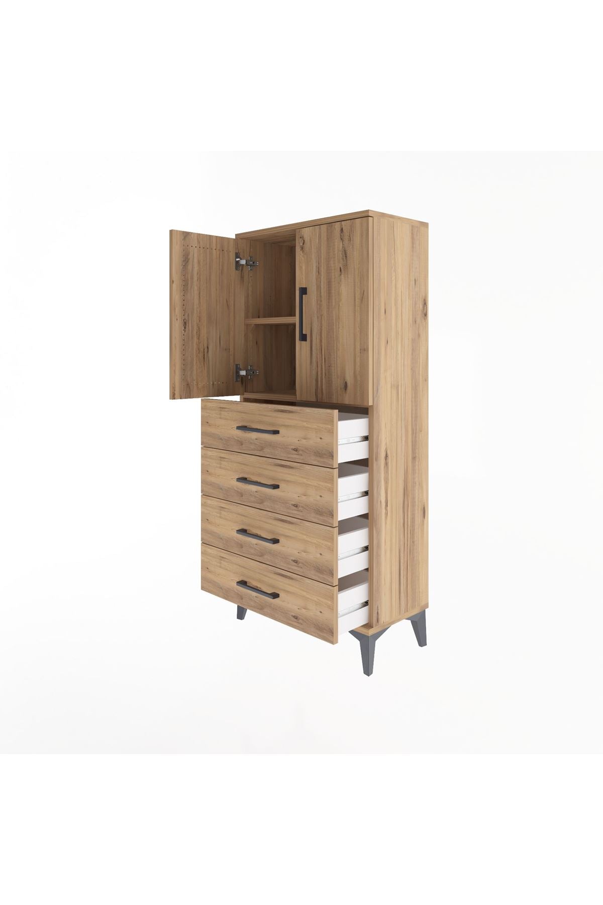 Arges Dolap 2 Raflı 4 Çekmeceli 2 Kapaklı 60x30x134 - S17M119V9A
