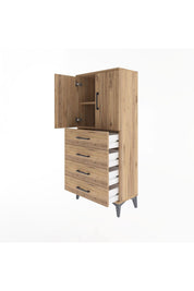 Arges Dolap 2 Raflı 4 Çekmeceli 2 Kapaklı 60x30x134 - S17M119V9A