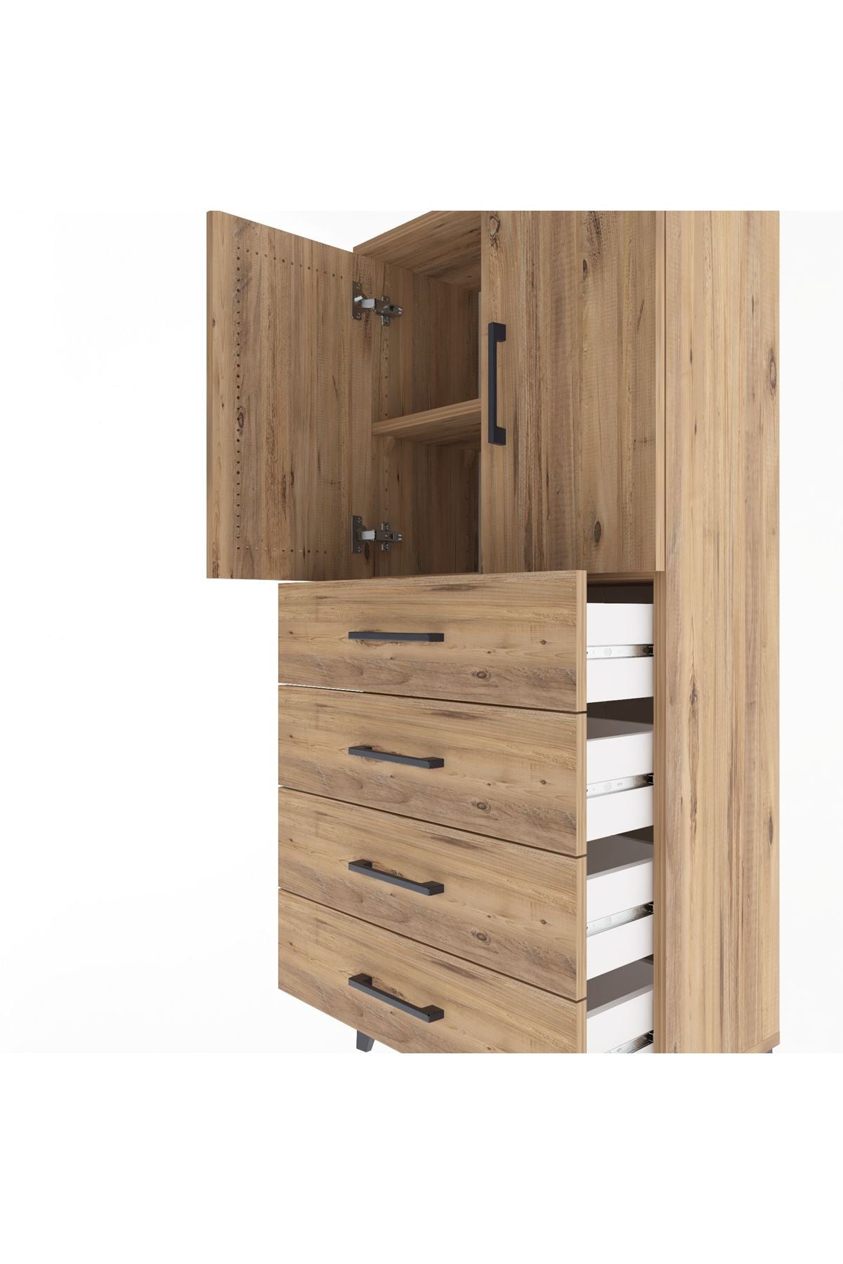 Arges Dolap 2 Raflı 4 Çekmeceli 2 Kapaklı 60x30x134 - S17M119V9A