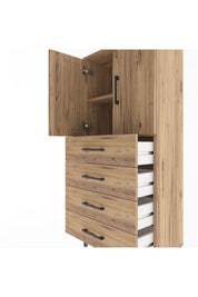 Arges Dolap 2 Raflı 4 Çekmeceli 2 Kapaklı 60x30x134 - S17M119V9A