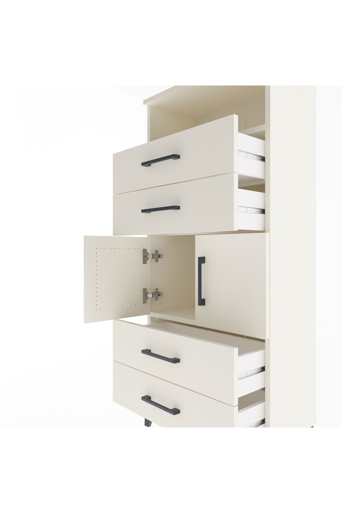 Arges Dolap 2 Raflı 4 Çekmeceli 2 Kapaklı 60x30x134 - S17M120V1A