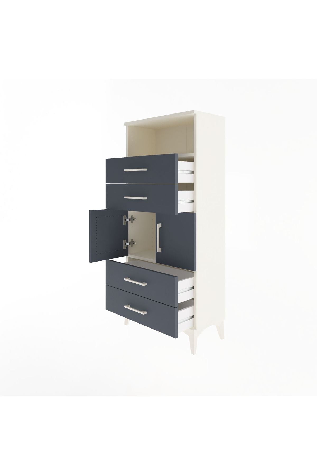 Arges Dolap 2 Raflı 4 Çekmeceli 2 Kapaklı 60x30x134 - S17M120V2A