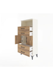 Arges Dolap 2 Raflı 4 Çekmeceli 2 Kapaklı 60x30x134 - S17M120V3A