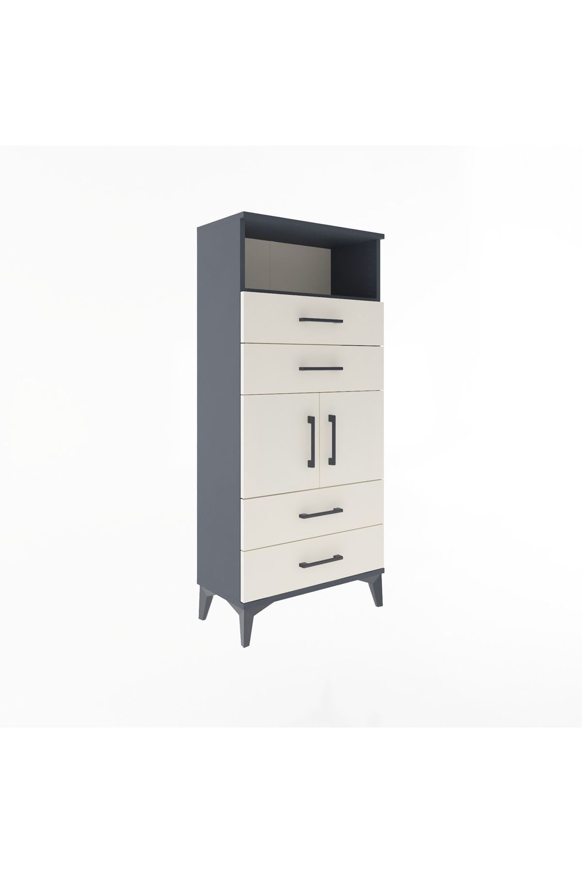 Arges Dolap 2 Raflı 4 Çekmeceli 2 Kapaklı 60x30x134 - S17M120V4A