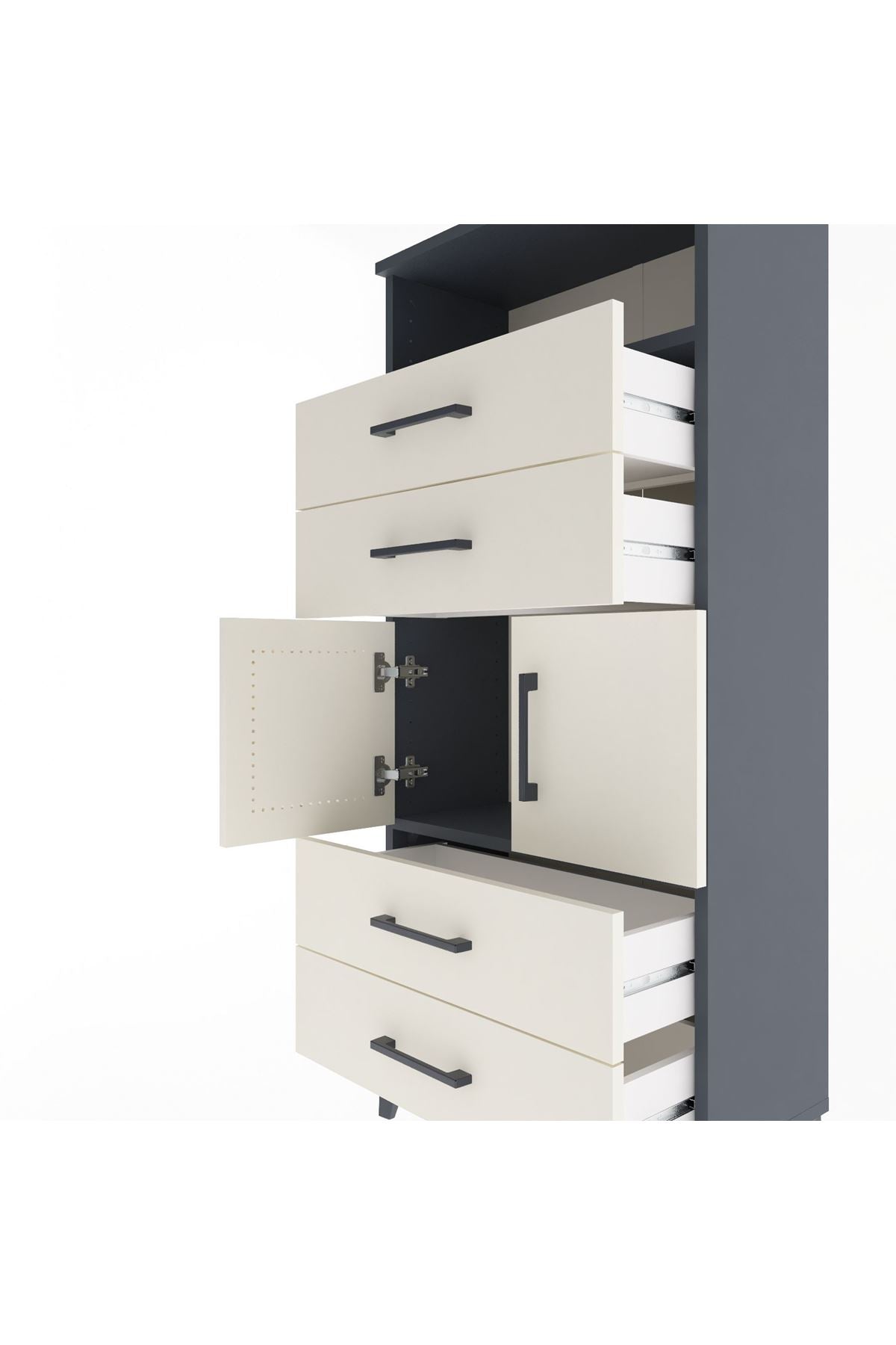 Arges Dolap 2 Raflı 4 Çekmeceli 2 Kapaklı 60x30x134 - S17M120V4A