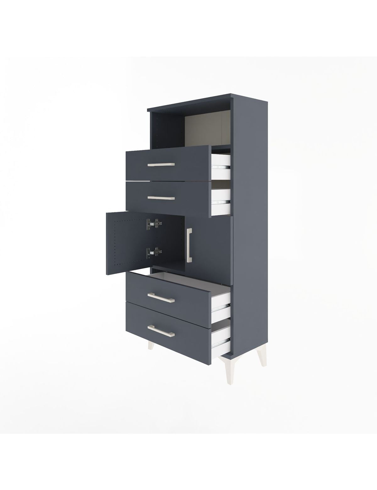 Arges Dolap 2 Raflı 4 Çekmeceli 2 Kapaklı 60x30x134 - S17M120V5A
