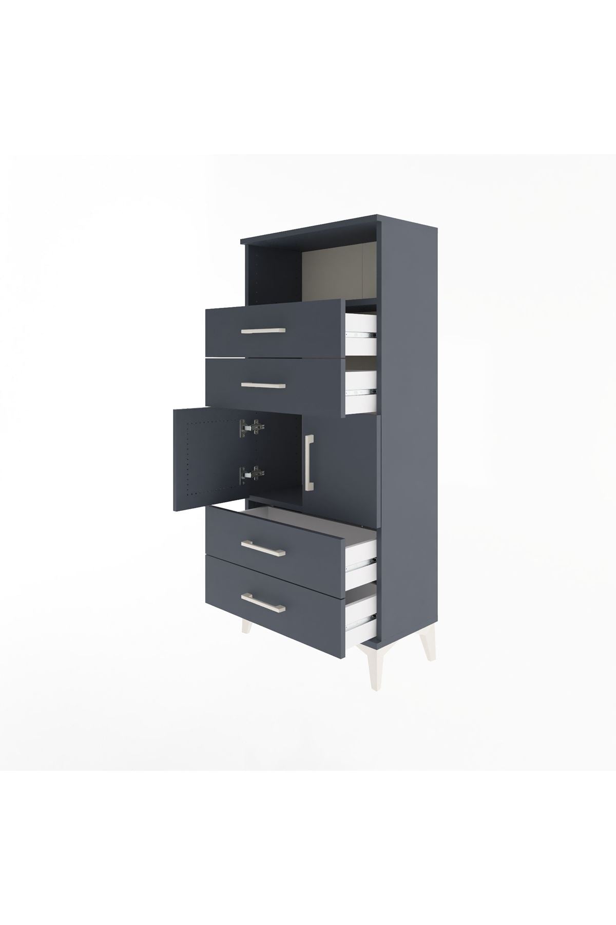 Arges Dolap 2 Raflı 4 Çekmeceli 2 Kapaklı 60x30x134 - S17M120V5A