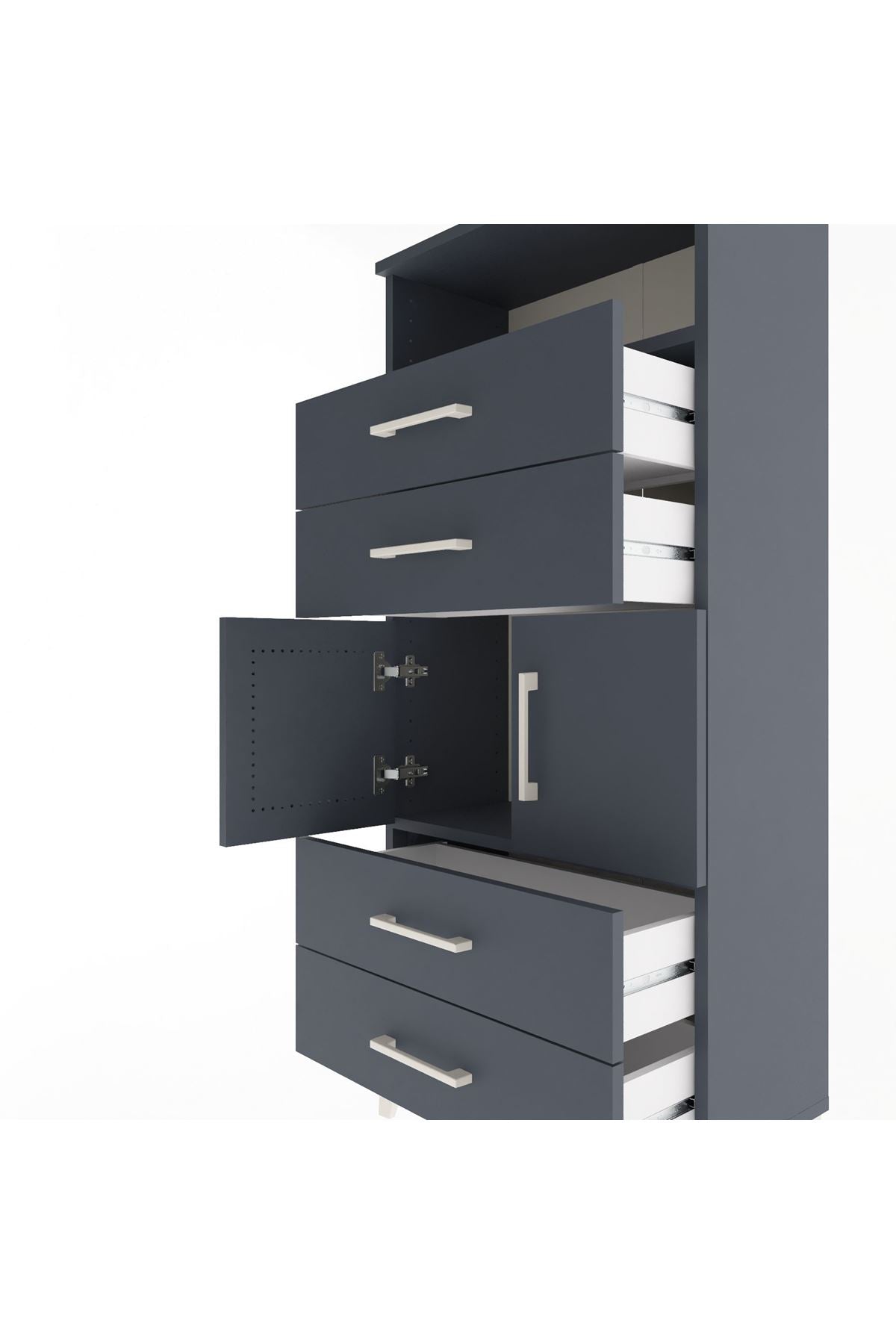 Arges Dolap 2 Raflı 4 Çekmeceli 2 Kapaklı 60x30x134 - S17M120V5A