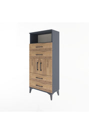 Arges Dolap 2 Raflı 4 Çekmeceli 2 Kapaklı 60x30x134 - S17M120V6A