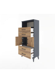 Arges Dolap 2 Raflı 4 Çekmeceli 2 Kapaklı 60x30x134 - S17M120V6A