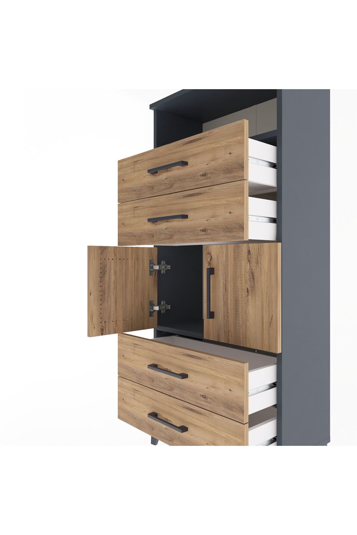 Arges Dolap 2 Raflı 4 Çekmeceli 2 Kapaklı 60x30x134 - S17M120V6A