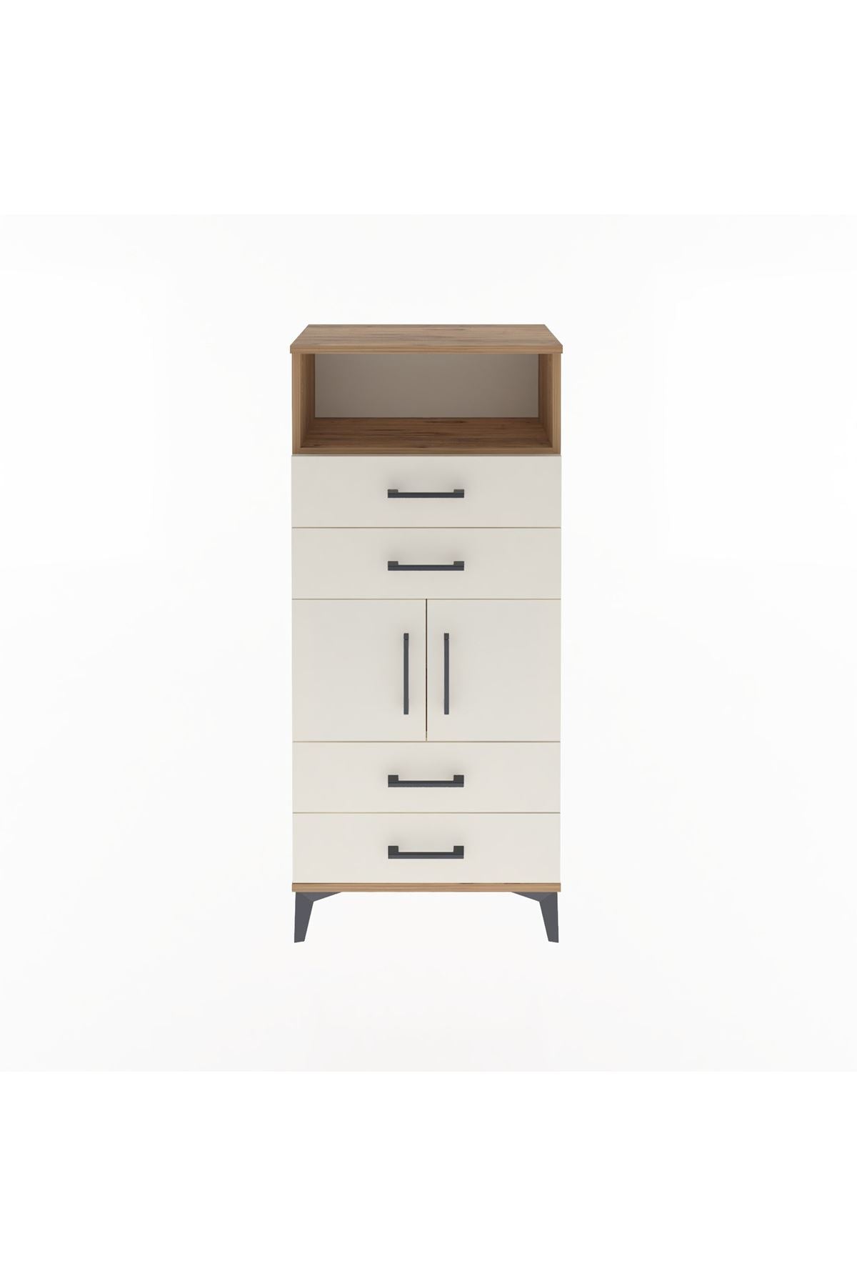Arges Dolap 2 Raflı 4 Çekmeceli 2 Kapaklı 60x30x134 - S17M120V7A