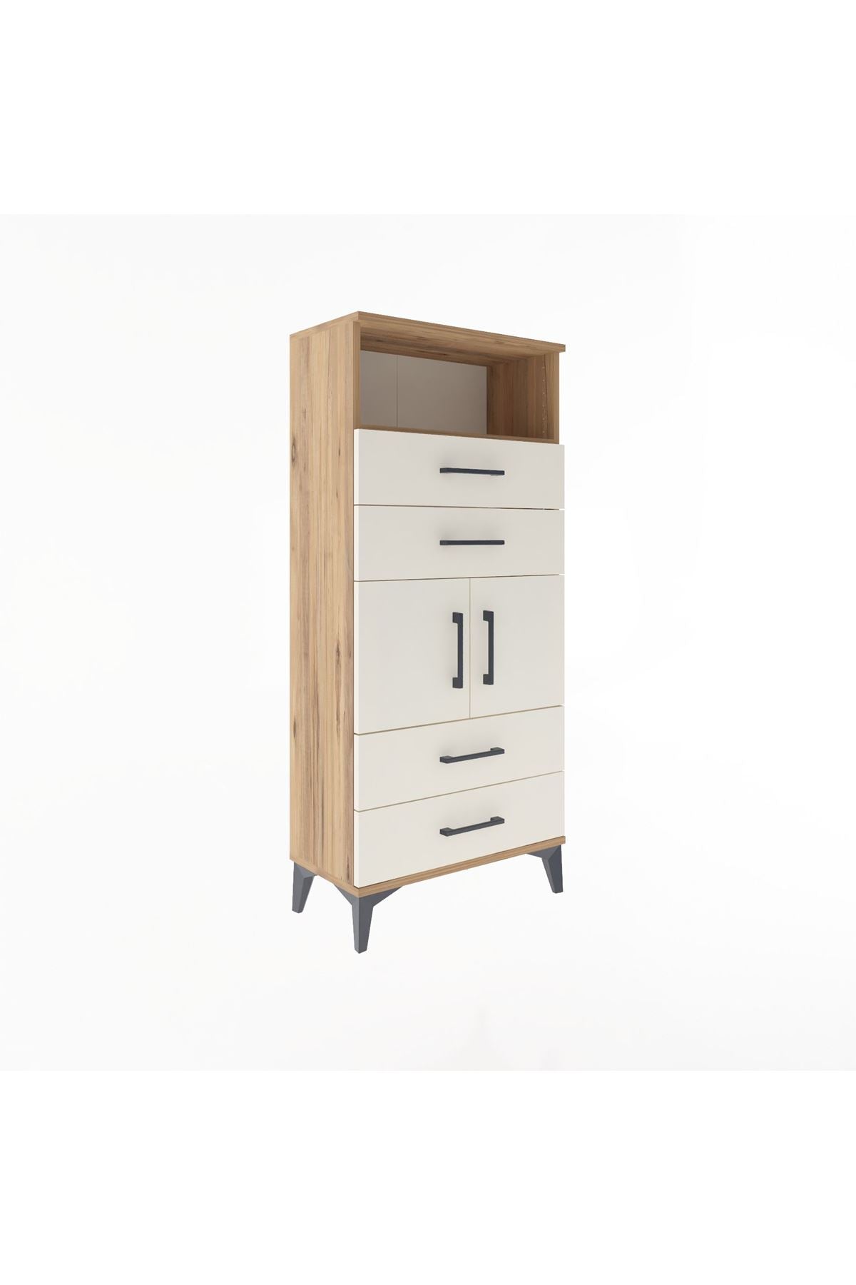 Arges Dolap 2 Raflı 4 Çekmeceli 2 Kapaklı 60x30x134 - S17M120V7A