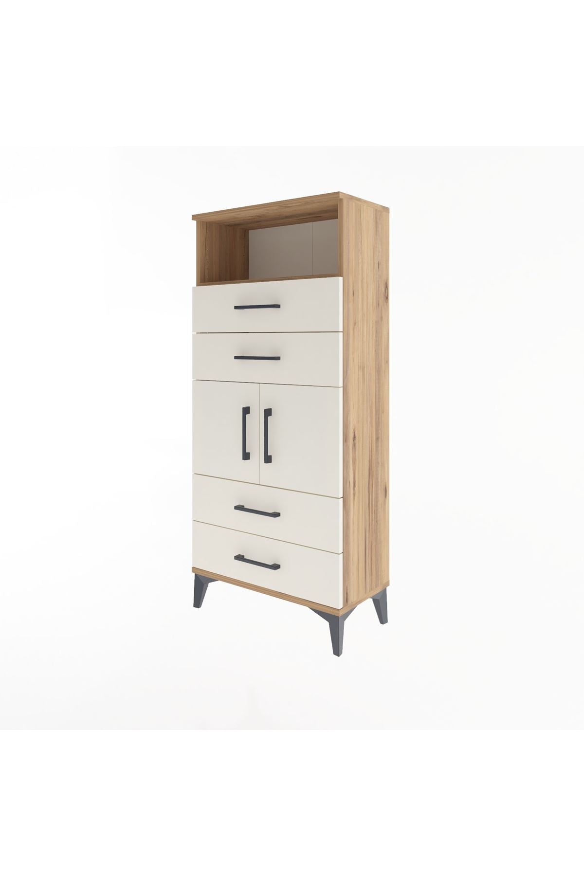 Arges Dolap 2 Raflı 4 Çekmeceli 2 Kapaklı 60x30x134 - S17M120V7A