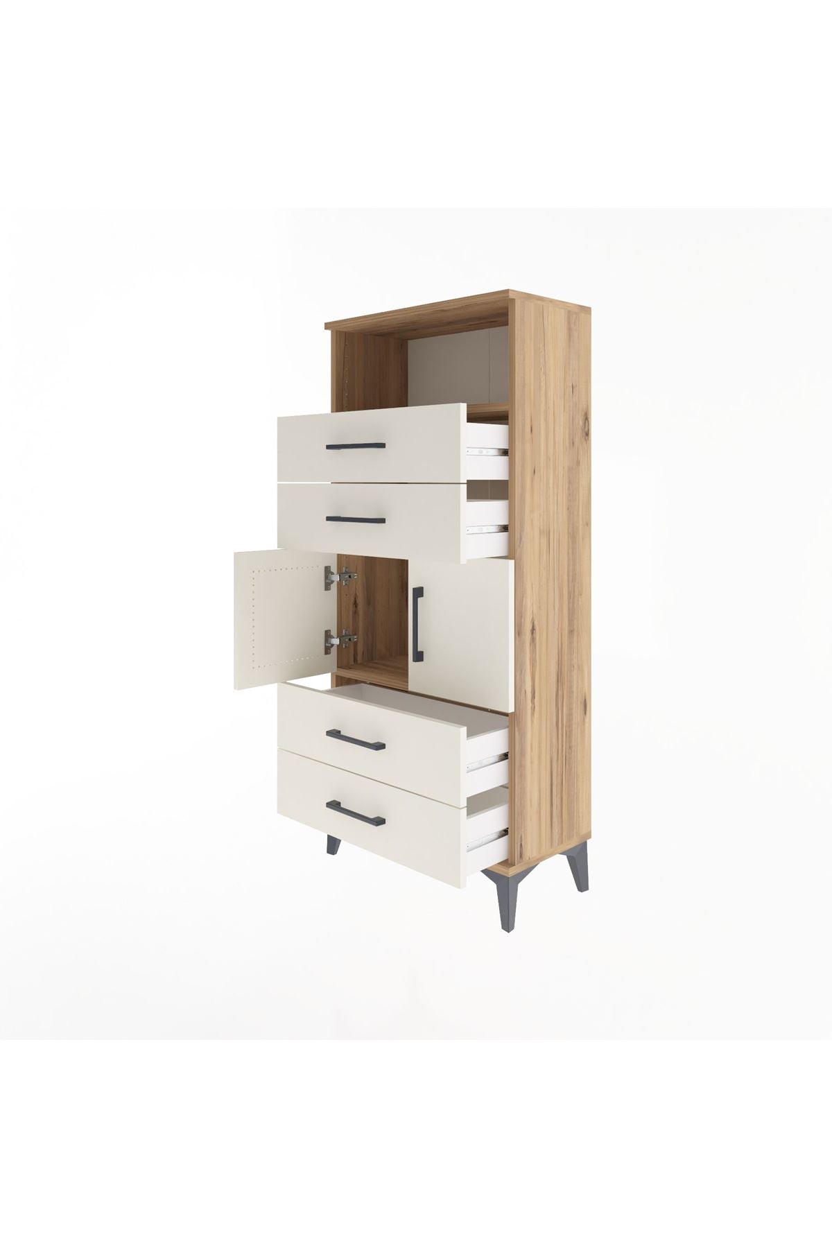 Arges Dolap 2 Raflı 4 Çekmeceli 2 Kapaklı 60x30x134 - S17M120V7A