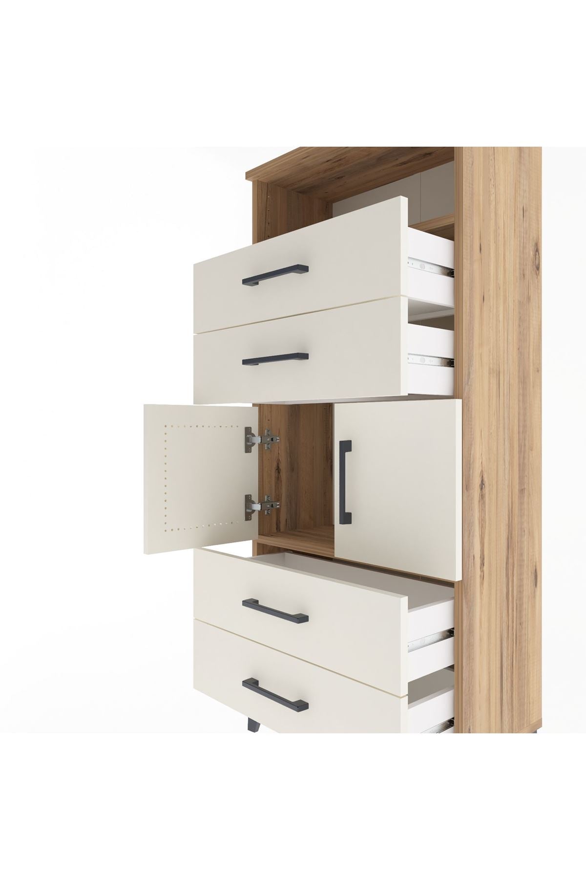 Arges Dolap 2 Raflı 4 Çekmeceli 2 Kapaklı 60x30x134 - S17M120V7A