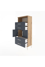 Arges Dolap 2 Raflı 4 Çekmeceli 2 Kapaklı 60x30x134 - S17M120V8A