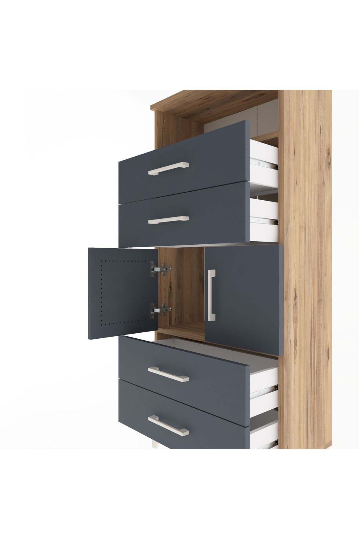 Arges Dolap 2 Raflı 4 Çekmeceli 2 Kapaklı 60x30x134 - S17M120V8A