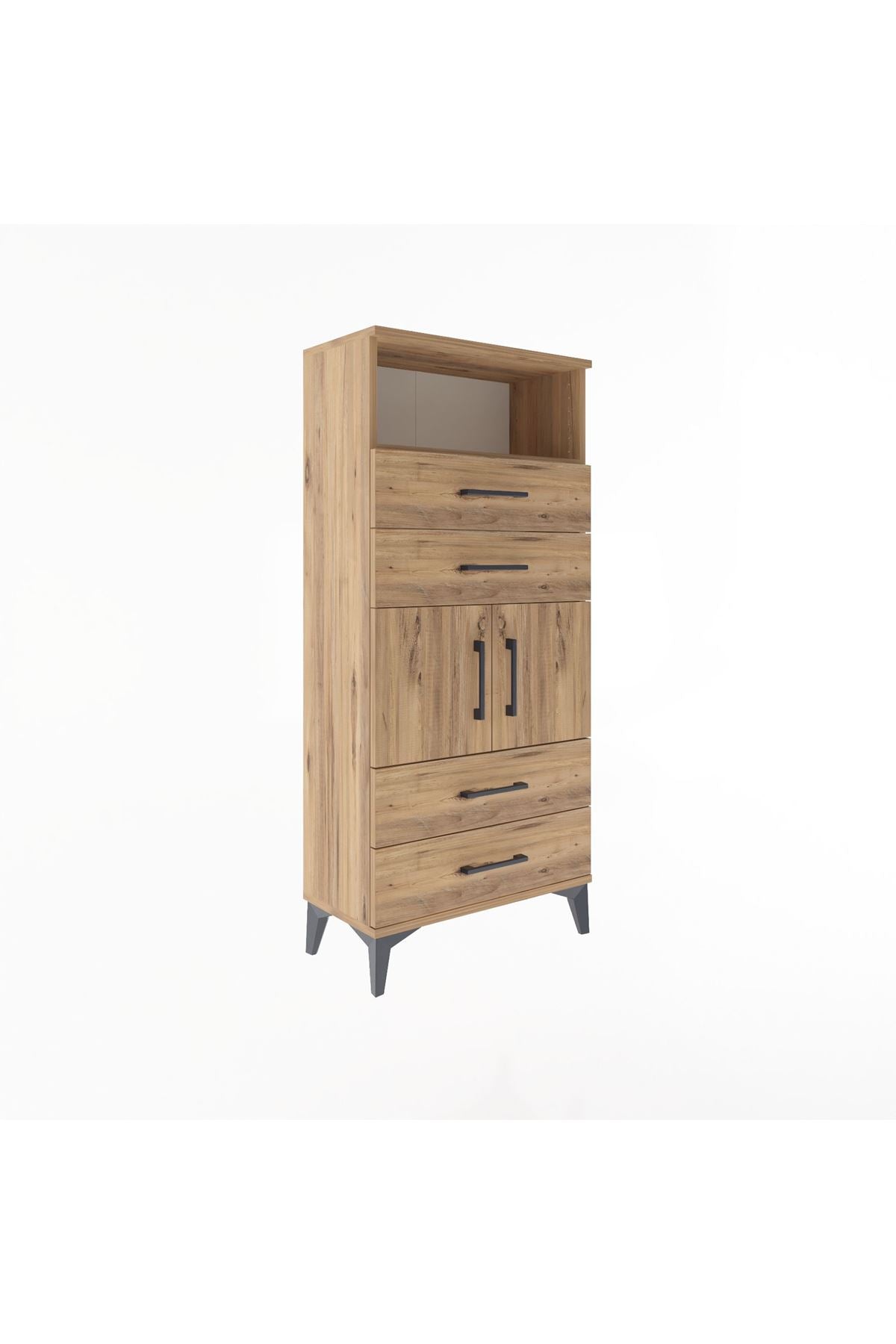 Arges Dolap 2 Raflı 4 Çekmeceli 2 Kapaklı 60x30x134 - S17M120V9A