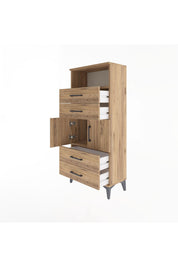 Arges Dolap 2 Raflı 4 Çekmeceli 2 Kapaklı 60x30x134 - S17M120V9A