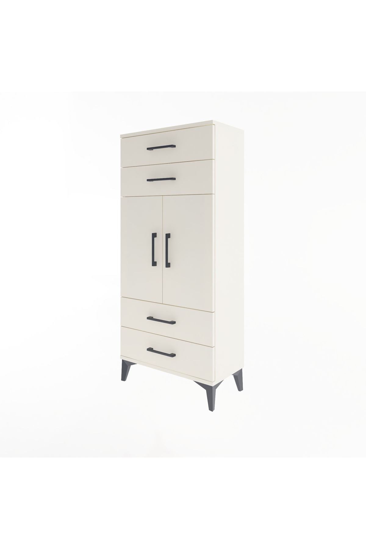 Arges Dolap 2 Raflı 4 Çekmeceli 2 Kapaklı 60x30x134 - S17M121V1A