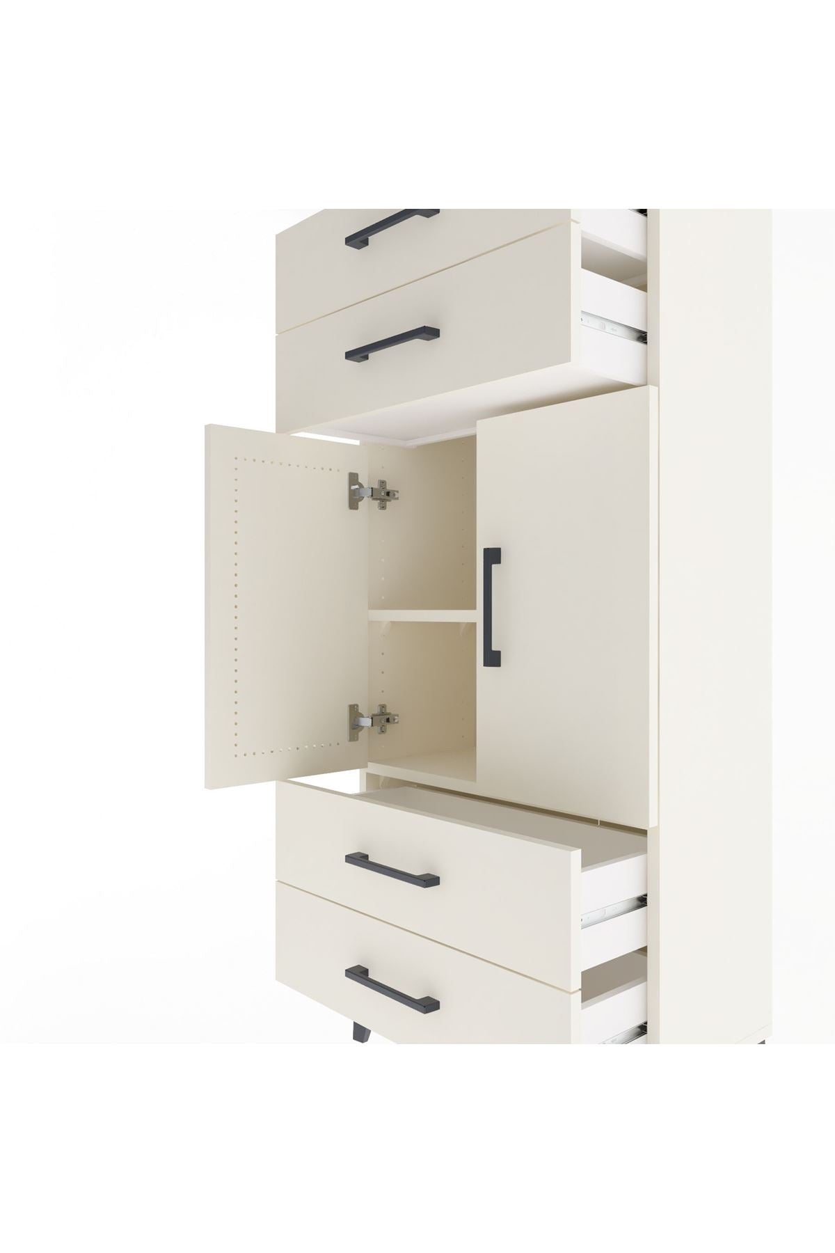 Arges Dolap 2 Raflı 4 Çekmeceli 2 Kapaklı 60x30x134 - S17M121V1A