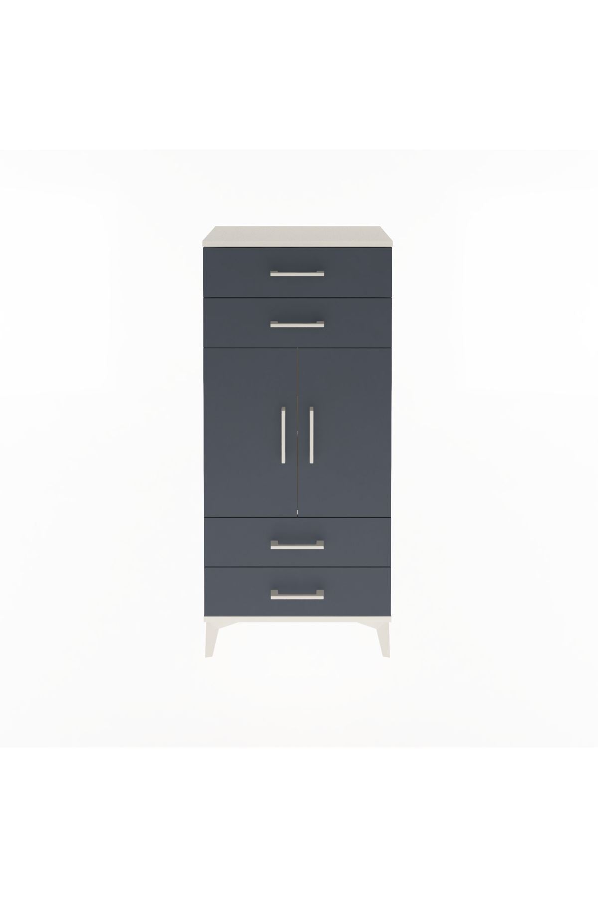 Arges Dolap 2 Raflı 4 Çekmeceli 2 Kapaklı 60x30x134 - S17M121V2A