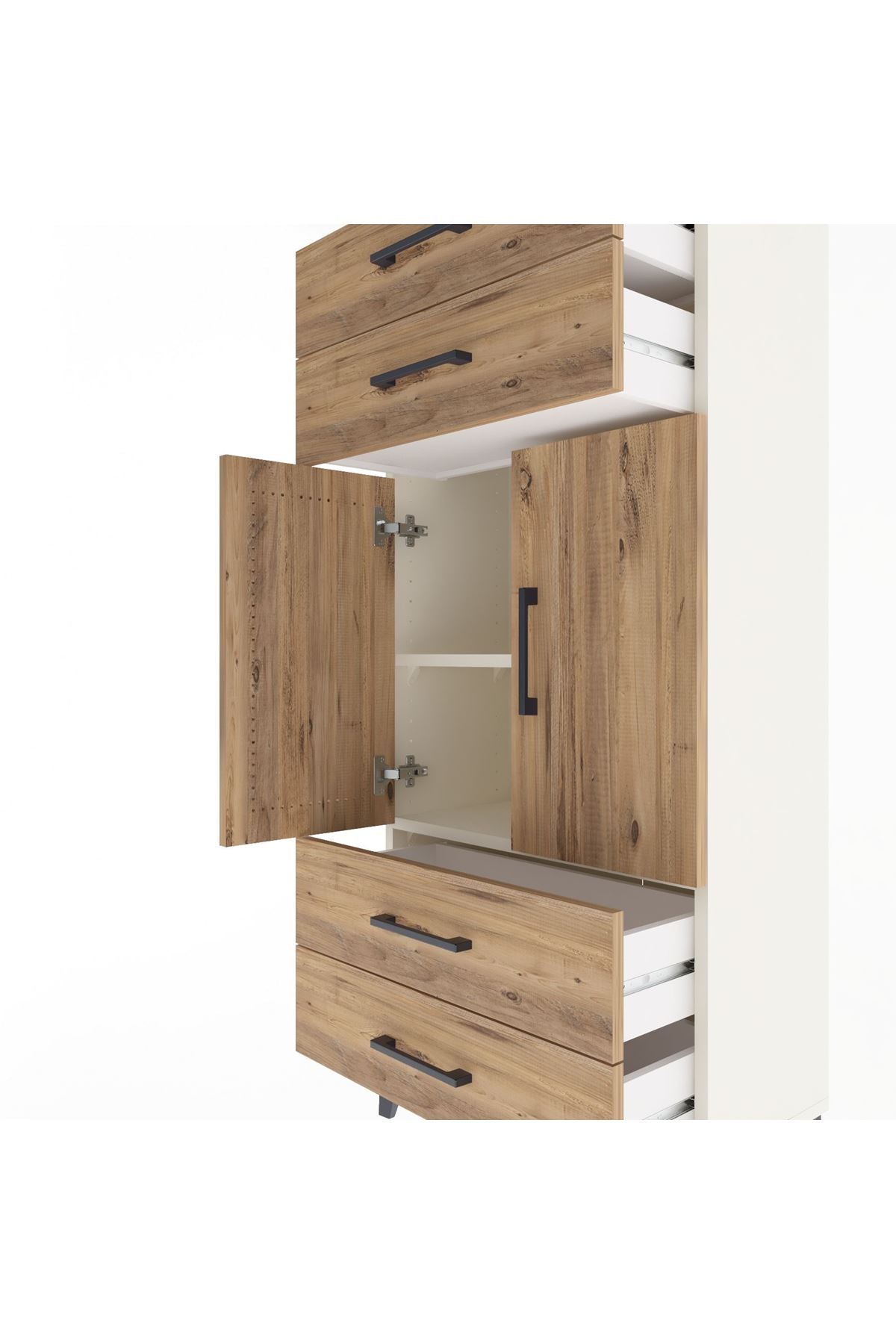 Arges Dolap 2 Raflı 4 Çekmeceli 2 Kapaklı 60x30x134 - S17M121V3A