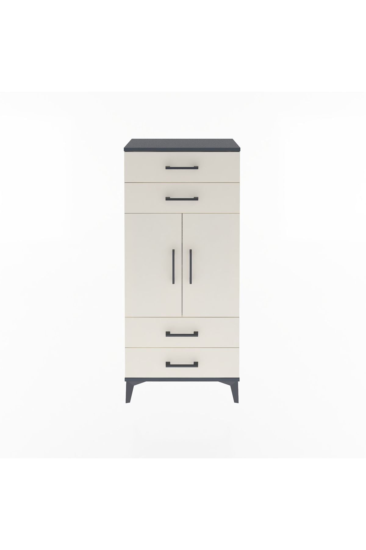 Arges Dolap 2 Raflı 4 Çekmeceli 2 Kapaklı 60x30x134 - S17M121V4A