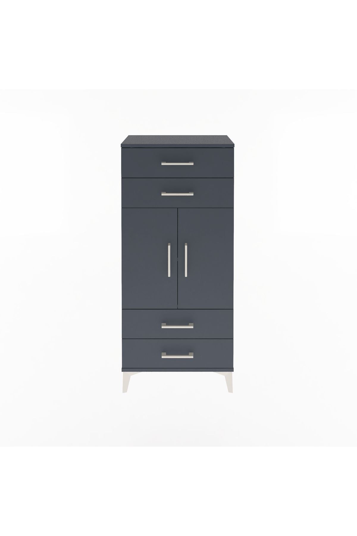 Arges Dolap 2 Raflı 4 Çekmeceli 2 Kapaklı 60x30x134 - S17M121V5A