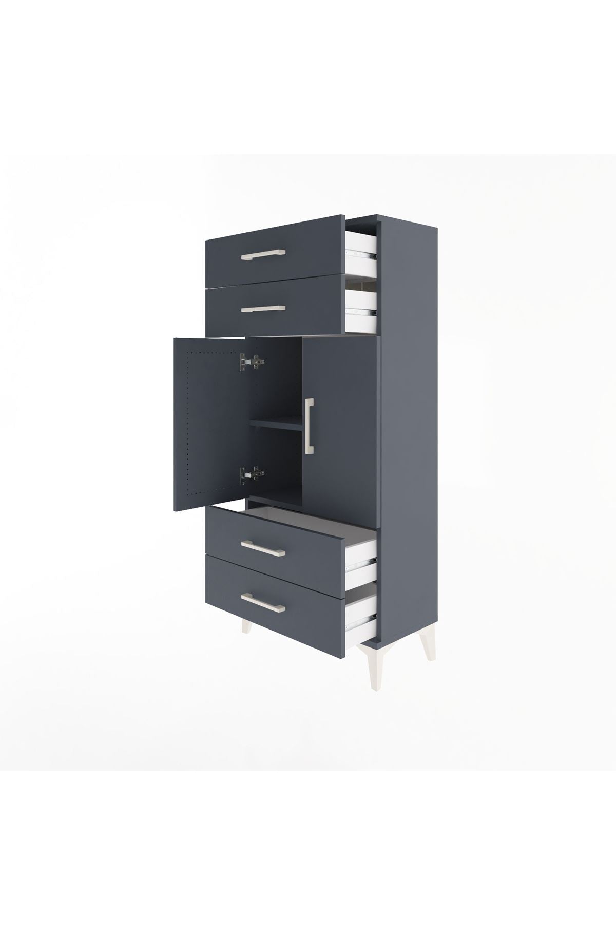 Arges Dolap 2 Raflı 4 Çekmeceli 2 Kapaklı 60x30x134 - S17M121V5A