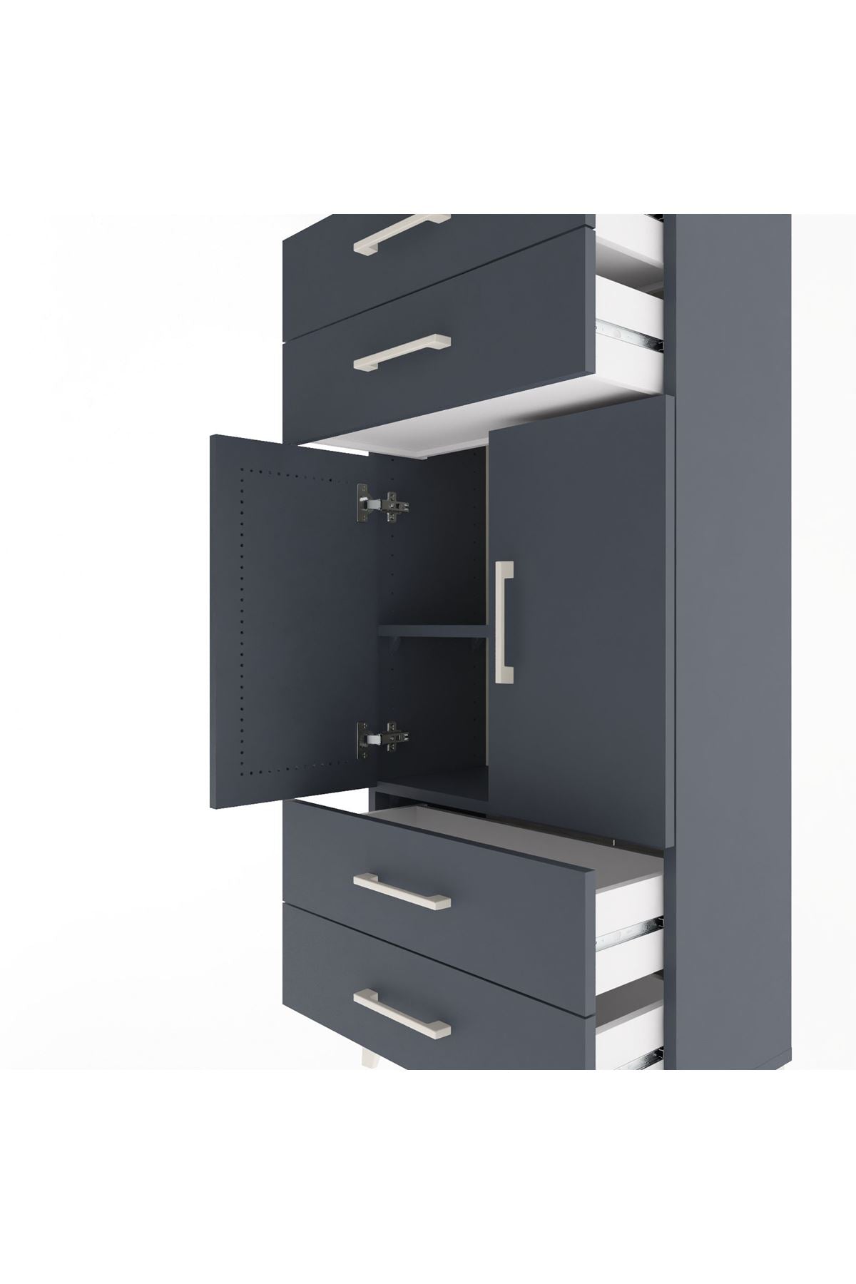 Arges Dolap 2 Raflı 4 Çekmeceli 2 Kapaklı 60x30x134 - S17M121V5A