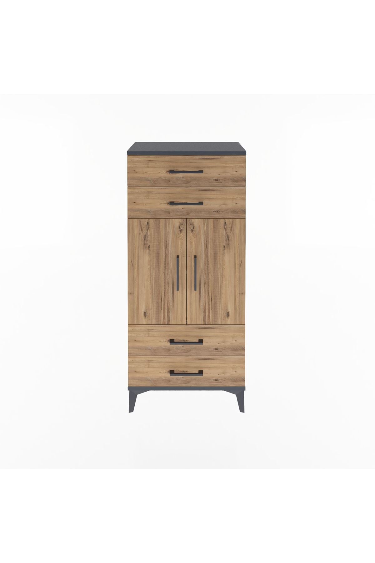 Arges Dolap 2 Raflı 4 Çekmeceli 2 Kapaklı 60x30x134 - S17M121V6A
