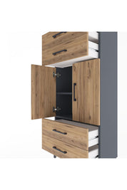 Arges Dolap 2 Raflı 4 Çekmeceli 2 Kapaklı 60x30x134 - S17M121V6A
